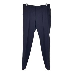 Hugo Boss Flat Front Stretch Wool Blend Dress Pants in Blue Size 40R